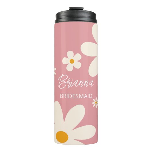Bridesmaid-Geschenke Retro daisy Wüste rosa Brauch Thermosbecher (Vorderseite)