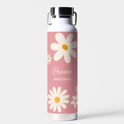 Bridesmaid-Geschenke Retro daisy Wüste rosa Brauch Trinkflasche (Vorne)