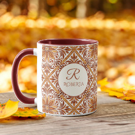 Bridesmaid-Geschenke Terracotta Talavera Monogramm Tasse