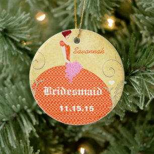 Bridesmaid gibt Orange und Pink Keramikornament