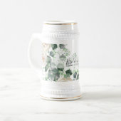 Bridesmaid gibt White Roses Thema Personalisiert Bierglas (Vorderseite Links)