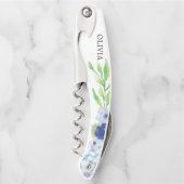 Bridesmaid Gift Cork Screw - Blue Hydrangea Kellnermesser (Vorderseite)