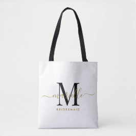 Bridesmaid Gift Gold Black Monogram White Tasche