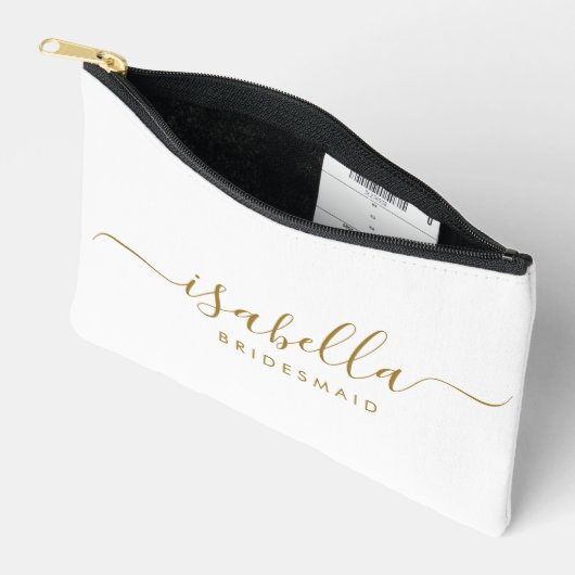 Bridesmaid Gift Gold Name Zubehörtasche (Offen)