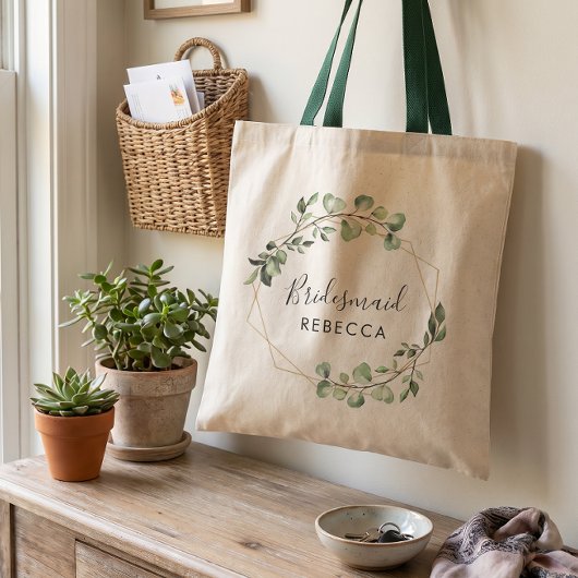Bridesmaid Gift Greenery Eucalyptus Geometric Tragetasche