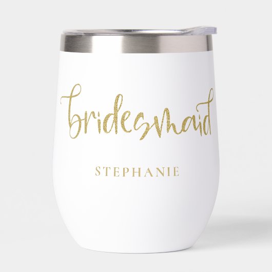 Bridesmaid Gift Name Gold Imitate Glitzer Text (Links)