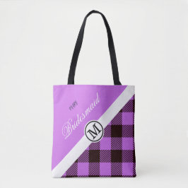 Bridesmaid Gift Orchid Kariert Tartan Personalisie Tasche