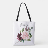 Bridesmaid Gift Personalisiert Tote Bag Burgundy Tasche (Rückseite)