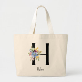 Bridesmaid Gift Wilde Blume Alphabet H Tote Beutel Jumbo Stoffbeutel