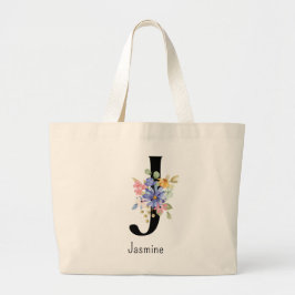Bridesmaid Gift Wilde Blume Alphabet J Tote Bag Jumbo Stoffbeutel