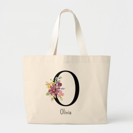 Bridesmaid Gift Wilde Blume Alphabet o Tote Bag Jumbo Stoffbeutel (Vorne)