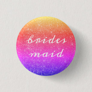Bridesmaid Glittery Pink Ombre farbenfrohe Hochzei Button