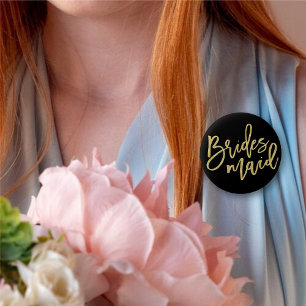 Bridesmaid Gold Brush Script Brautparty Hochzeit Button