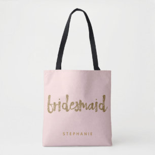 Bridesmaid Gold Glitzer Blush PInk Tasche