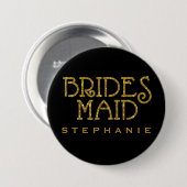 Bridesmaid Gold Imitats Glitzer Name Tag Schaltflä Button (Vorne & Hinten)