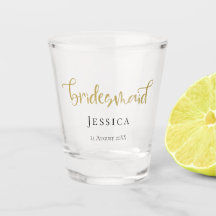 Bridesmaid Gold Script Name Datum Typografie