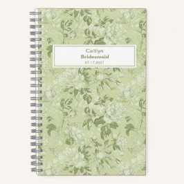 Bridesmaid Green Floral Nameplate Notebook Notizblock