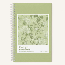 Bridesmaid Green Floral Pattern Swatch Notizblock