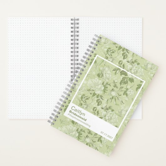 Bridesmaid Green Floral Pattern Swatch Notizblock (Innen)