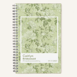 Bridesmaid Green Floral Pattern Swatch Notizblock