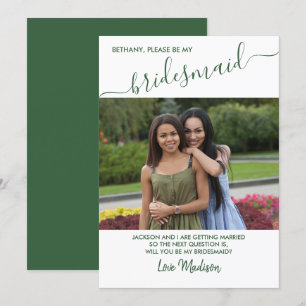 Bridesmaid Green-White-Foto-Vorschlagskarte Einladung