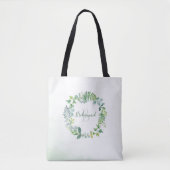 Bridesmaid Greenerage Foliage Monogram Tasche (Vorderseite)