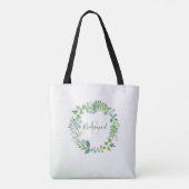 Bridesmaid Greenerage Foliage Monogram Tasche (Rückseite)