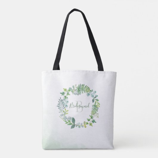 Bridesmaid Greenerage Foliage Monogram Tasche (Rückseite)