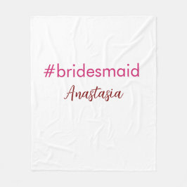 Bridesmaid Hashtag hellrosa fügen Name Brautstamm Fleecedecke