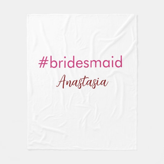 Bridesmaid Hashtag hellrosa fügen Name Brautstamm Fleecedecke (Vorderseite)