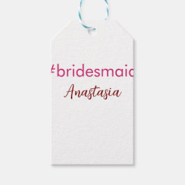 Bridesmaid Hashtag hellrosa fügen Name Brautstamm Geschenkanhänger