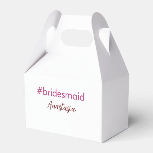 Bridesmaid Hashtag hellrosa fügen Name Brautstamm Geschenkschachtel (Vorderseite)