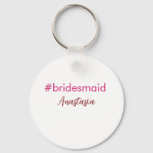 Bridesmaid Hashtag hellrosa fügen Name Brautstamm Schlüsselanhänger (Rückseite)