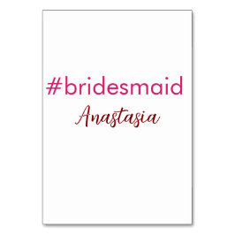 Bridesmaid Hashtag hellrosa fügen Name Brautstamm Tischnummer