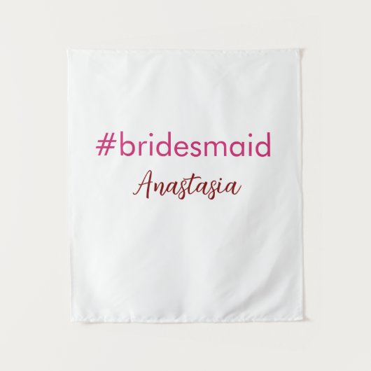 Bridesmaid Hashtag hellrosa fügen Name Brautstamm Wandteppich (Vorderseite)
