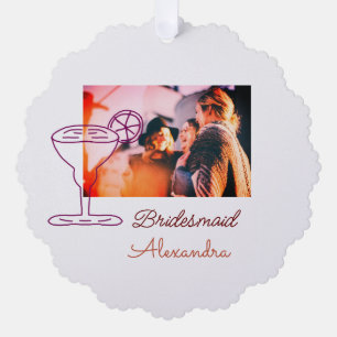 Bridesmaid hinzufügen Namen Cocktail Glas Koralle Ornament Karte
