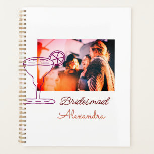 Bridesmaid hinzufügen Namen Cocktail Glas Koralle Planer