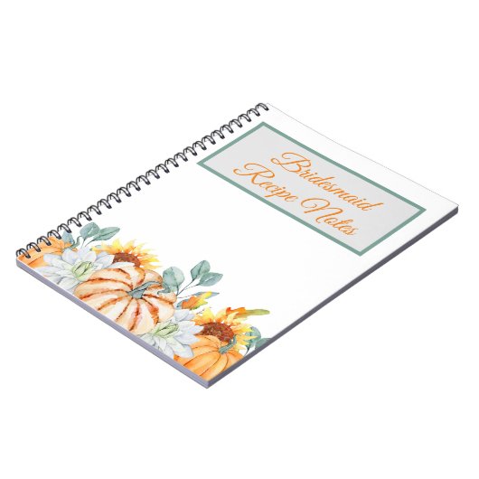 Bridesmaid Hochzeit im Herbst Rezept Gefallen Notizblock (Linke Seite)