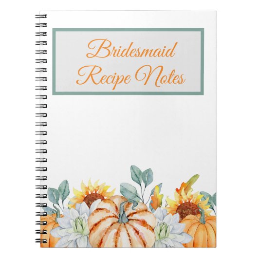 Bridesmaid Hochzeit im Herbst Rezept Gefallen Notizblock (Vorderseite)