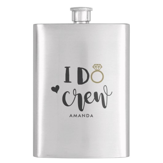 Bridesmaid I Crew Schwarzweiß Flasche Flachmann (Vorderseite)