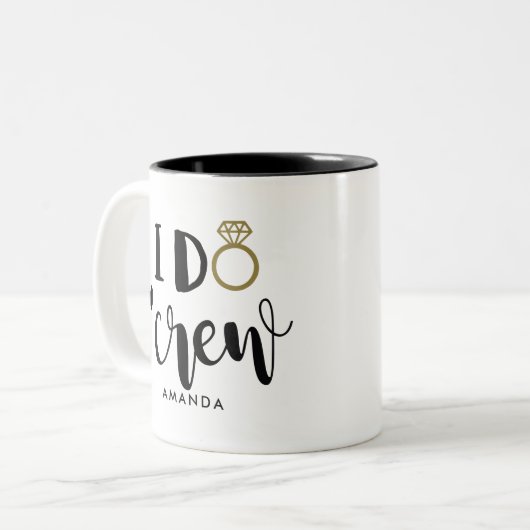 Bridesmaid I Do Crew Black and White Zweifarbige Tasse (Vorderseite Links)