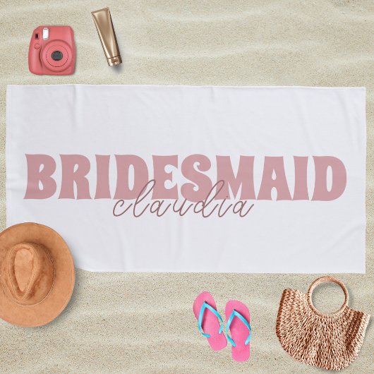 Bridesmaid Individuelle Name Girly White and Peach Strandtuch