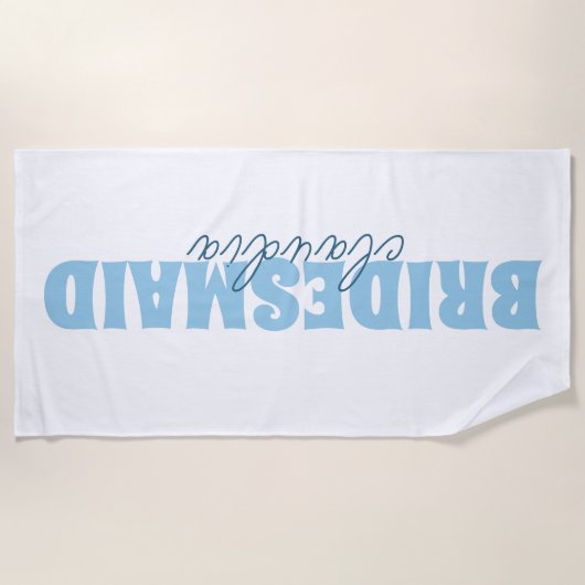 Bridesmaid Individuelle Name Girly White und Blue Strandtuch (Vorderseite)