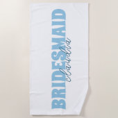 Bridesmaid Individuelle Name Girly White und Blue Strandtuch (Vorderseite)