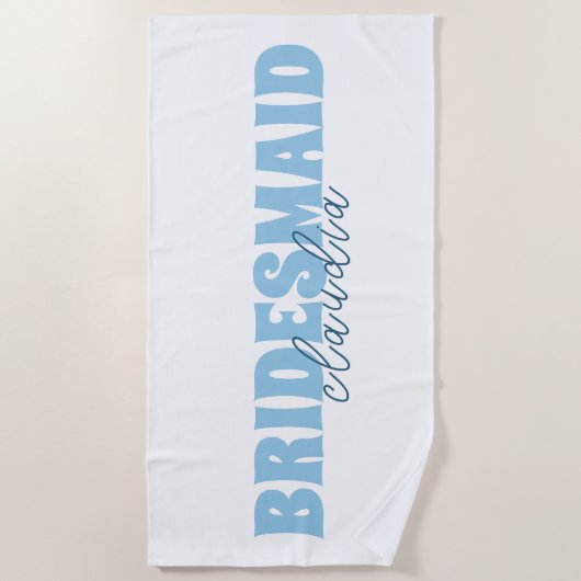 Bridesmaid Individuelle Name Girly White und Blue Strandtuch (Vorderseite)