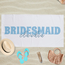 Bridesmaid Individuelle Name Girly White und Blue Strandtuch