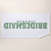 Bridesmaid Individuelle Name Girly White und Green Strandtuch (Vorderseite)