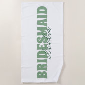 Bridesmaid Individuelle Name Girly White und Green Strandtuch (Vorderseite)
