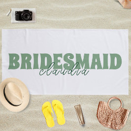 Bridesmaid Individuelle Name Girly White und Green Strandtuch