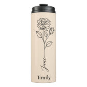 Bridesmaid Individuelle Name Rose Juni Blume Thermosbecher (Vorderseite)